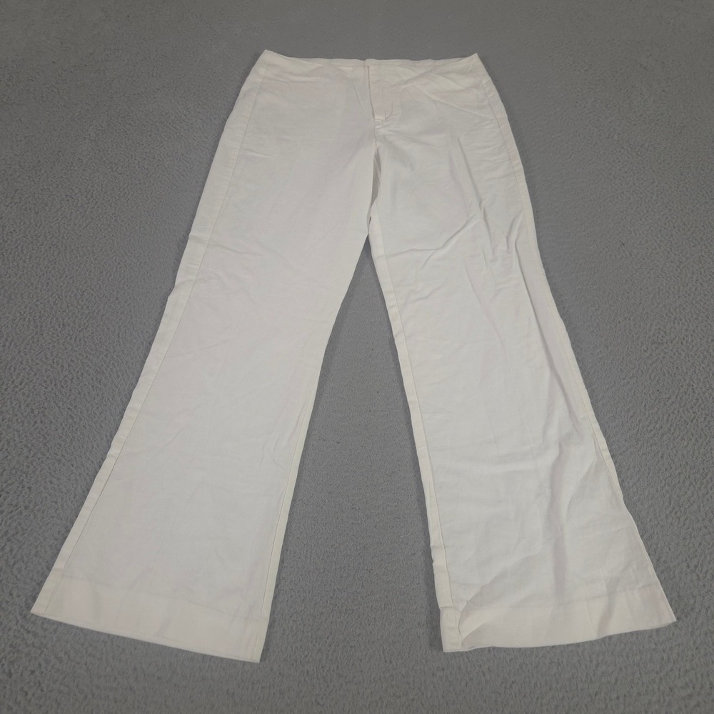 Gap Pants Womens 6 White High Rise 70s Flare Linen Blend Lightweight Classic